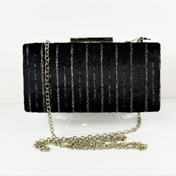 Sondra Roberts Handbags - NWT Sondra Roberts Velvet Gold Stripe Convertible Clutch Bag